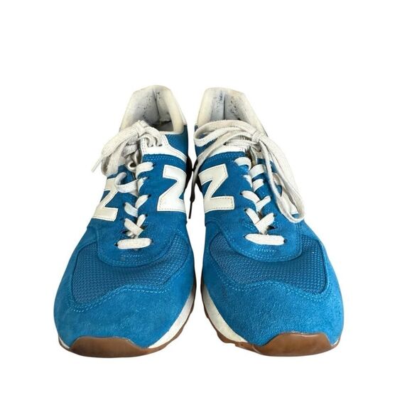 New Balance 574 Blue Red White Suede Mesh Sneakers Men’s 10.5 ML574HC2 - Picture 5 of 14
